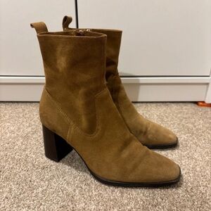 Zara Tan Suede Ankle Boots